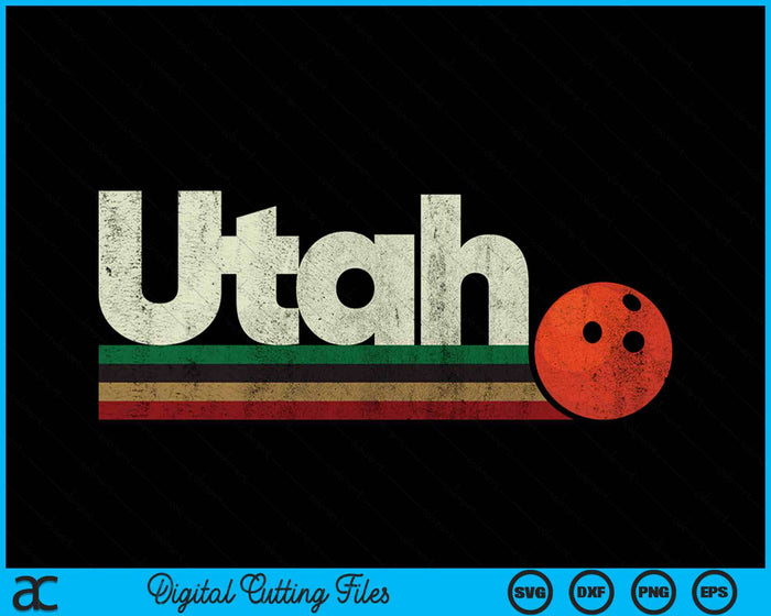 Vintage Bowling Utah Bowling Retro Stripes SVG PNG Digital Cutting File