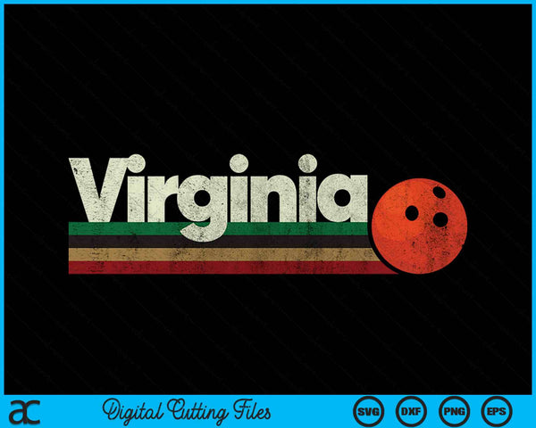 Vintage Bowling Virginia Bowling Retro Stripes SVG PNG Digital Cutting File