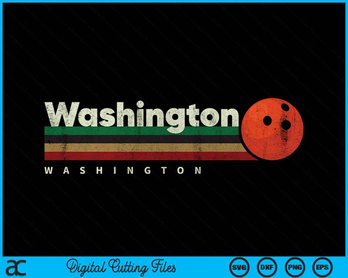 Vintage Bowling Washington City Bowling Retro Stripes SVG PNG Digital Cutting File