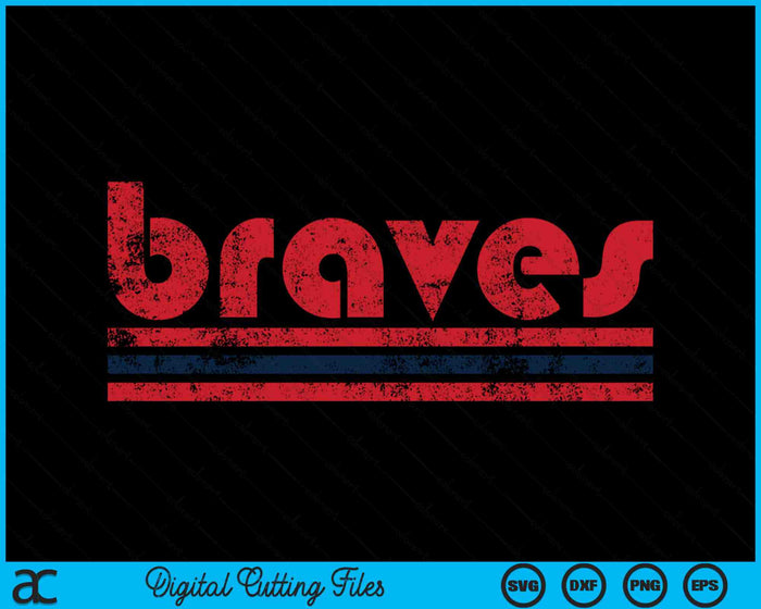 Vintage Braves Retro Three Stripe verweerde SVG PNG digitale snijbestanden