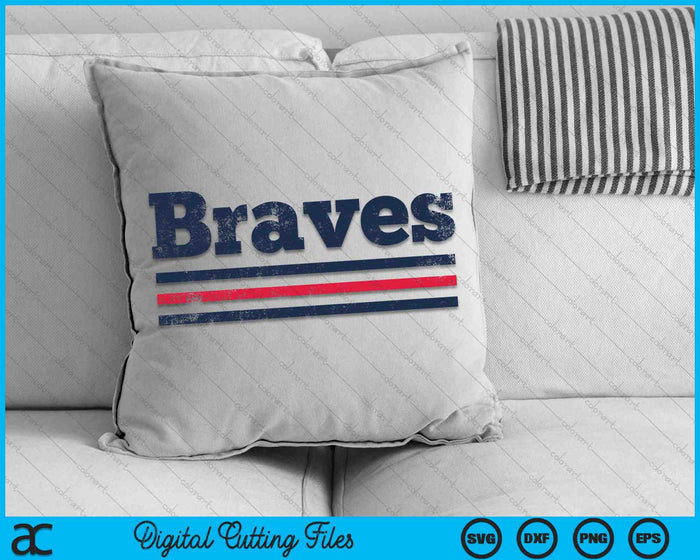 Vintage Braves Retro Three Stripe Weathered SVG PNG Cutting Printable Files