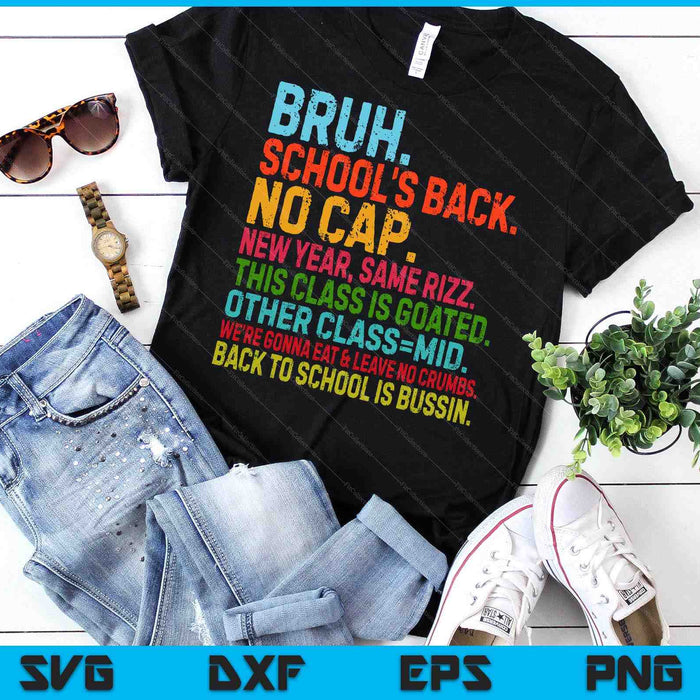 Vintage Bruh We Back No Cap Bruh We're Back Student Teacher SVG PNG Digital Printable Files