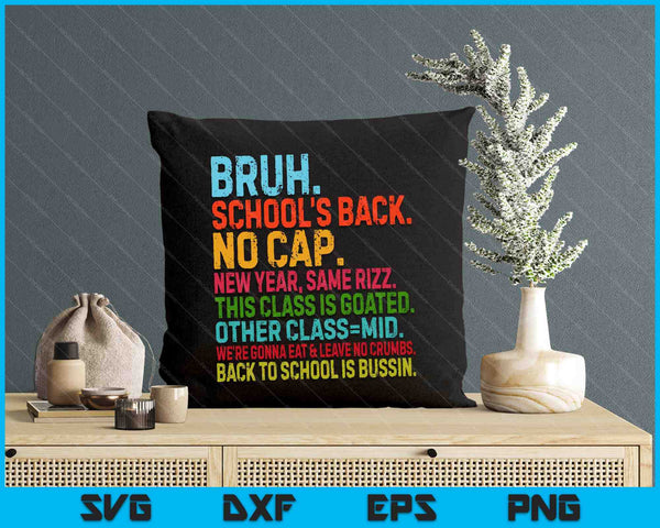 Vintage Bruh We Back No Cap Bruh We're Back Student Teacher SVG PNG Digital Printable Files