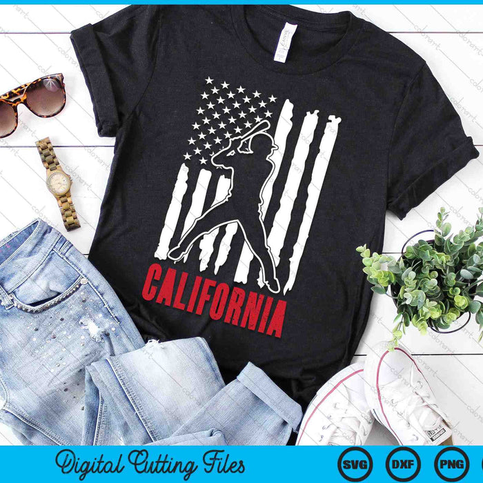 Vintage California American Flag Distressed Baseball SVG PNG Digital Cutting Files