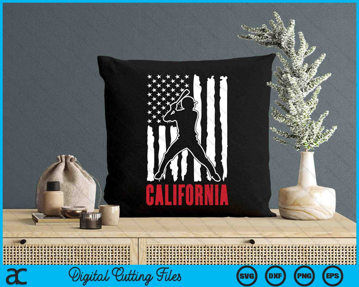 Vintage California American Flag Distressed Baseball SVG PNG Digital Cutting Files