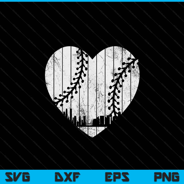 Vintage California baseball heart with skyline SVG cut file