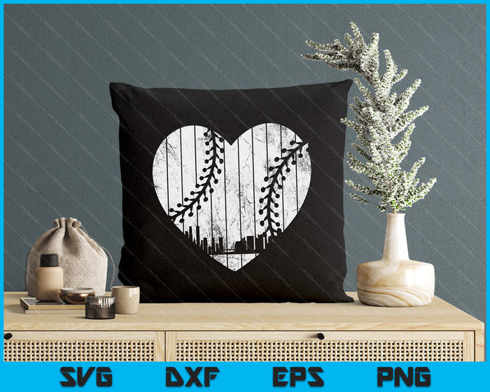 Vintage California Baseball Heart With Skyline SVG PNG Digital Cutting Files