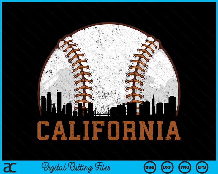 Vintage California Cityscape Baseball SVG PNG Digital Printable Files