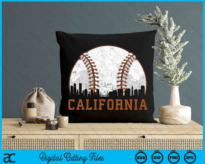 Vintage California Cityscape Baseball SVG PNG Digital Printable Files