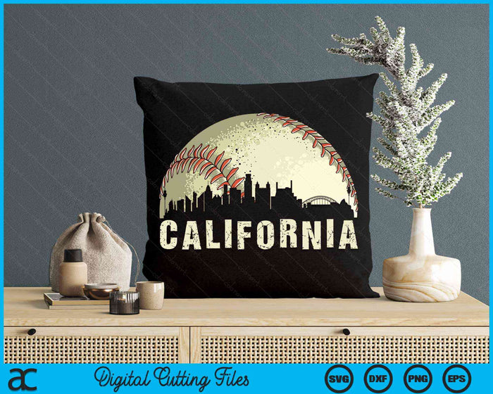 Vintage California Cityscape Baseball Lover SVG PNG Digital Cutting Files