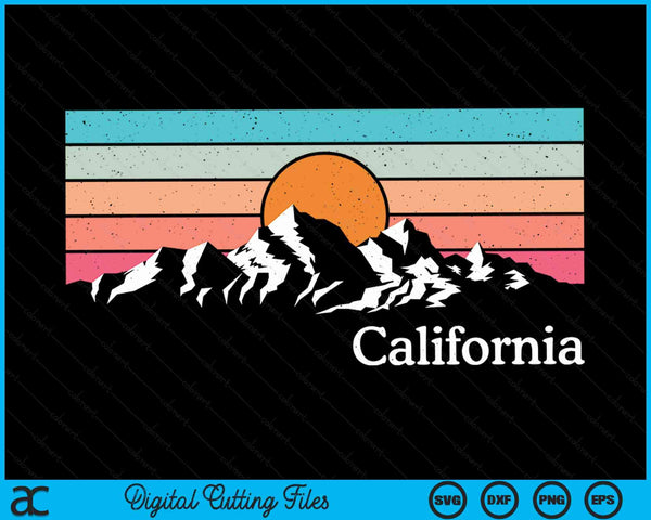 Vintage California Mountains Retro Hiking Souvenir Gift SVG PNG Digital Cutting Files