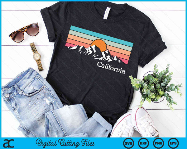 Vintage California Mountains Retro Hiking Souvenir Gift SVG PNG Digital Cutting Files