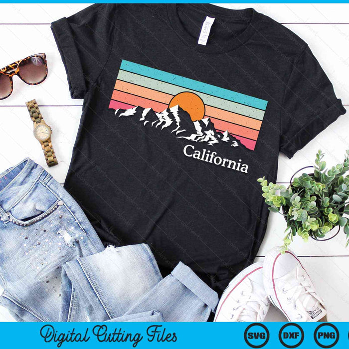 Vintage California Mountains Retro Hiking Souvenir Gift SVG PNG Digital Cutting Files