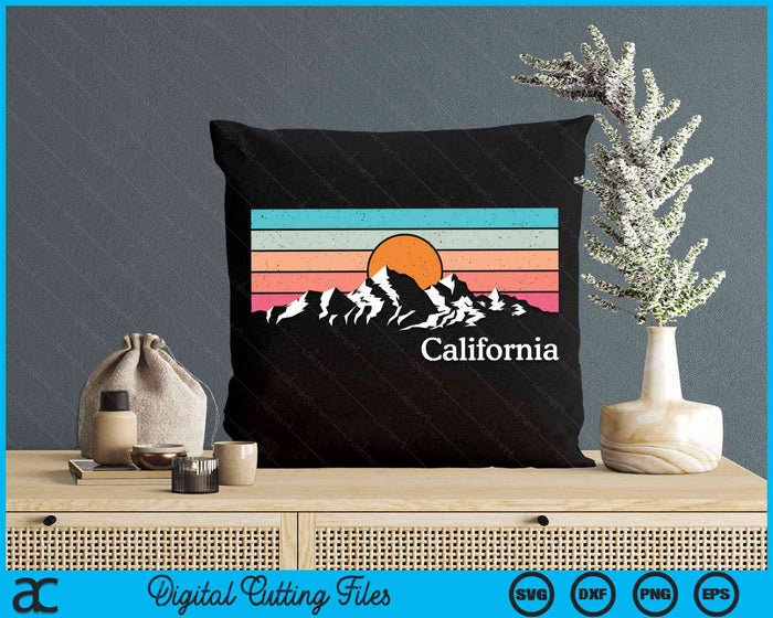 Vintage California Mountains Retro Hiking Souvenir Gift SVG PNG Digital Cutting Files