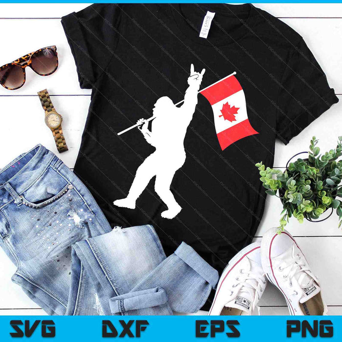 Vintage Canadian Bigfoot And Rock'n Roll Funny Canada Day SVG PNG Digital Printable Files