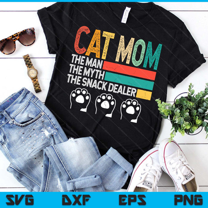 Vintage Cat Mom The Man The Myth Snack Dealer Mother’s Day SVG PNG Digital Printable Files