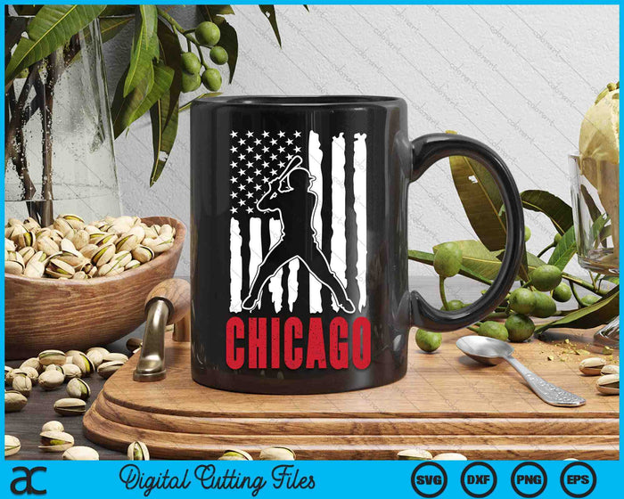 Vintage Chicago American Flag Distressed Baseball SVG PNG Digital Cutting Files