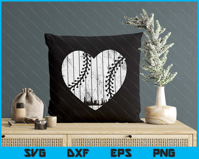 Vintage Chicago Baseball Heart With Skyline SVG PNG Digital Cutting File