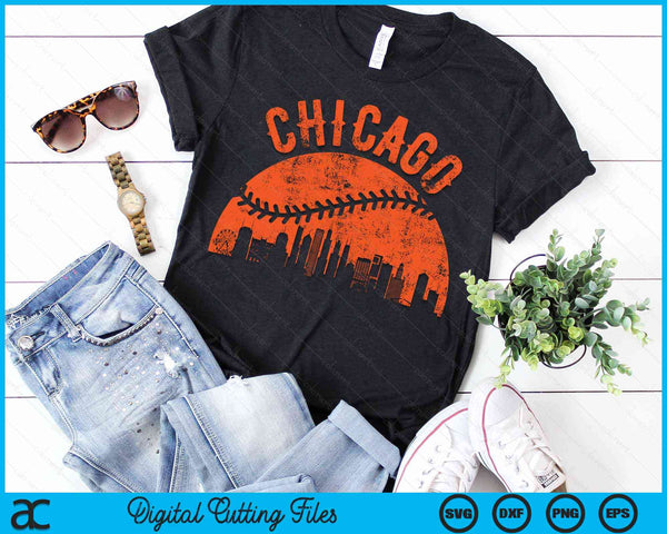 Vintage Chicago City Baseball SVG PNG Digital Cutting Files