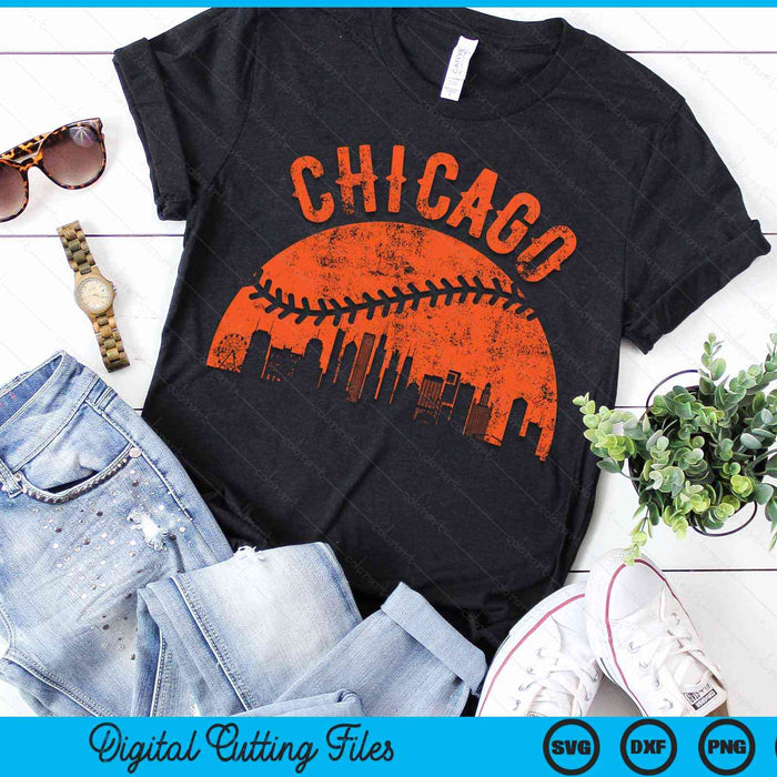 Vintage Chicago City honkbal SVG PNG digitale snijbestanden 
