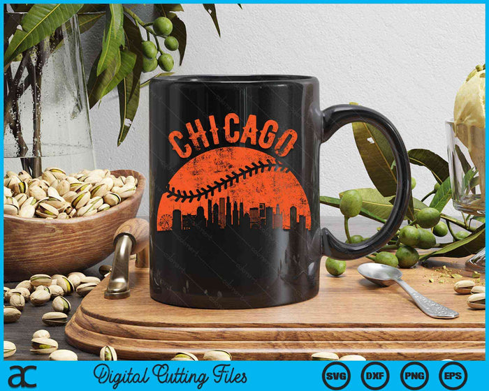 Vintage Chicago City Baseball SVG PNG Digital Cutting Files