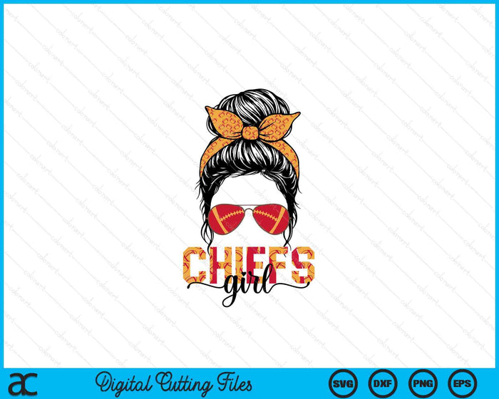 Vintage Chief Girl Funny Messy Bun SVG PNG Digital Printable Files