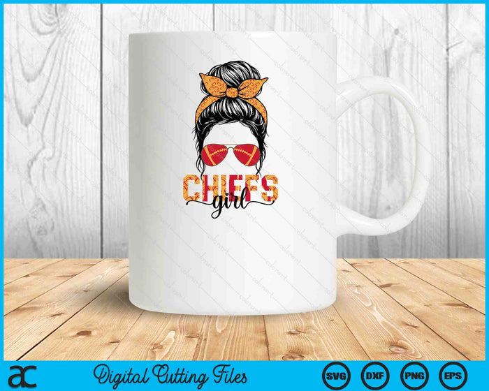 Vintage Chief Girl Funny Messy Bun SVG PNG Digital Printable Files