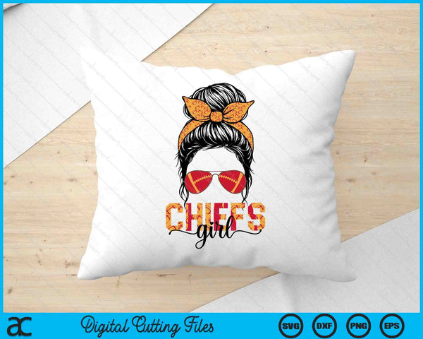 Vintage Chief Girl Funny Messy Bun SVG PNG Digital Printable Files