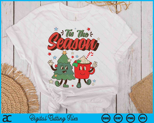 Vintage Christmas Tis The Season Christmas Tree Coffee Latte SVG PNG Digital Printable Files