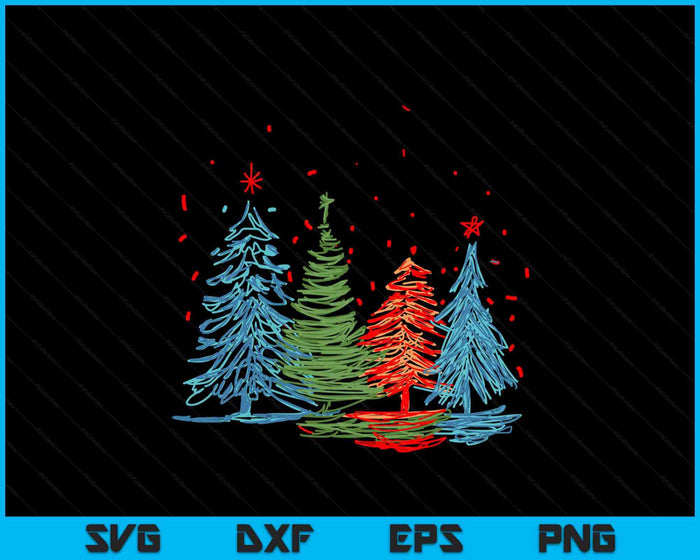 Vintage Christmas Trees, Hand Drawing Christmas Trees SVG PNG Digital Printable Files