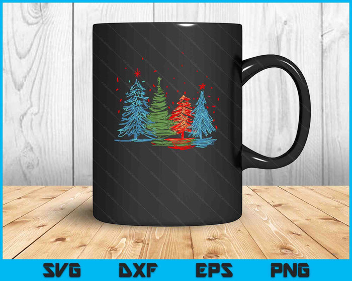 Vintage Christmas Trees, Hand Drawing Christmas Trees SVG PNG Digital Printable Files