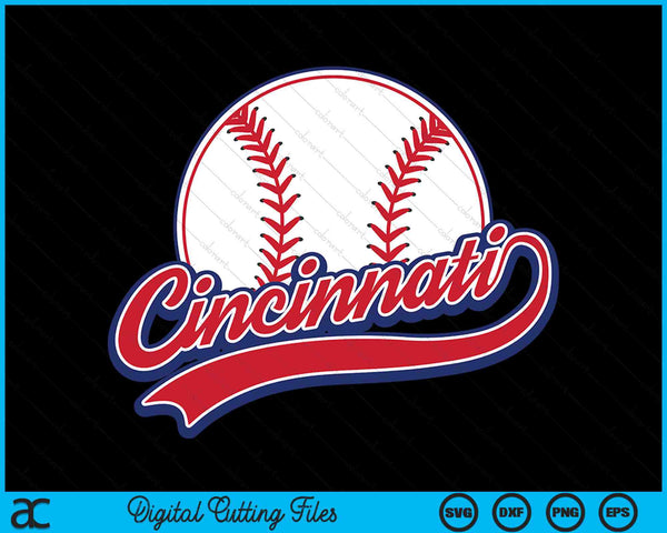 Vintage Cincinnati Cityscape Baseball SVG PNG Digital Cutting Files
