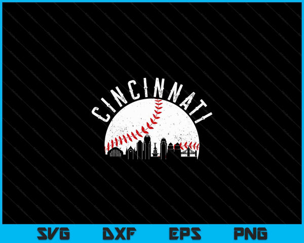 Cincinnati cityscape baseball lover SVG cut file