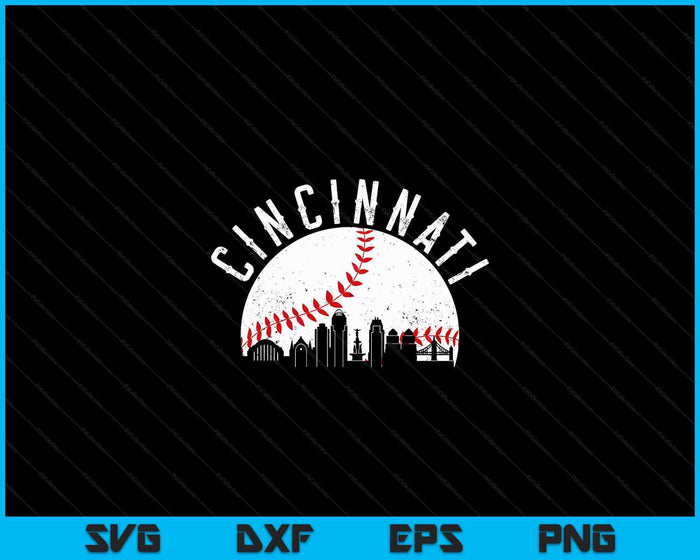 Cincinnati Cityscape Baseball Lover SVG PNG Archivos de corte digital