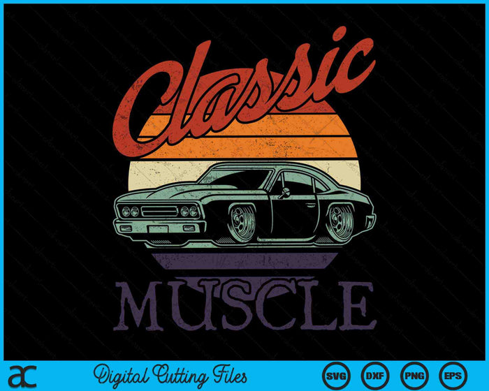 Vintage Classic Muscle Car SVG PNG Digital Cutting Files