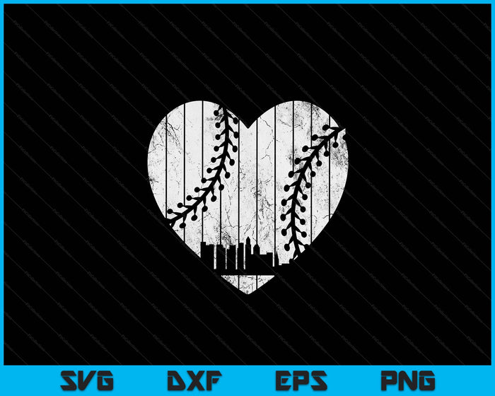 Vintage Cleveland Baseball Heart With Skyline SVG PNG Digital Cutting File