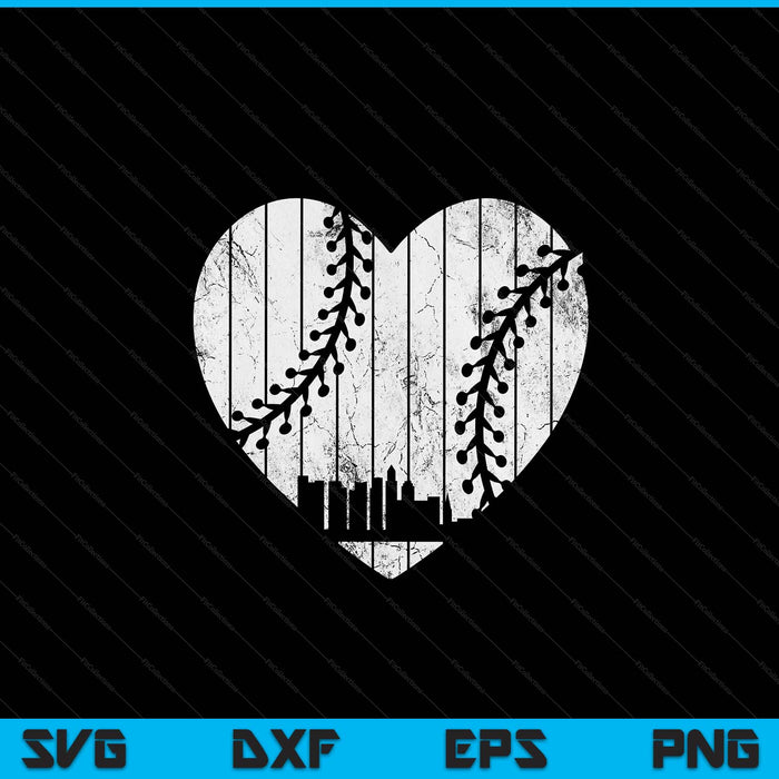 Vintage Cleveland Baseball Heart With Skyline SVG PNG Digital Cutting File