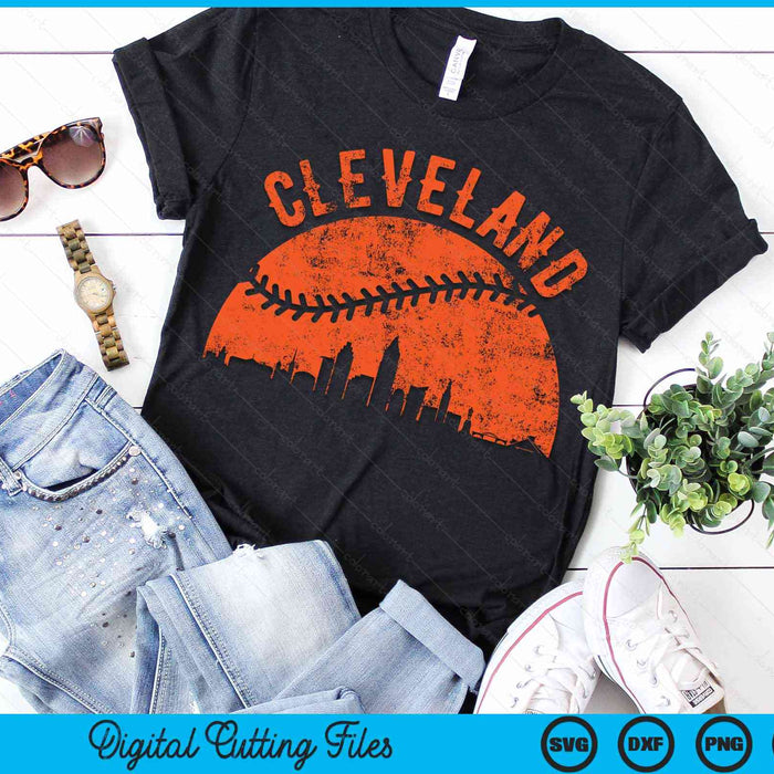 Vintage Cleveland City Baseball SVG PNG Digital Cutting Files