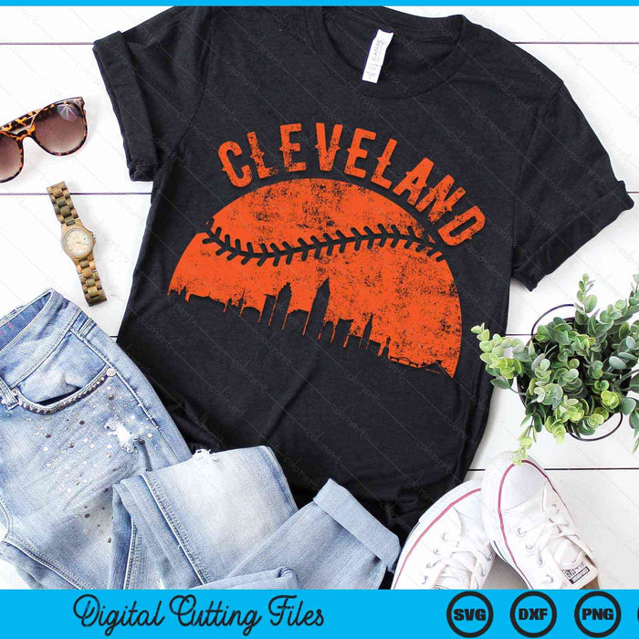 Vintage Cleveland City honkbal SVG PNG digitale snijbestanden 