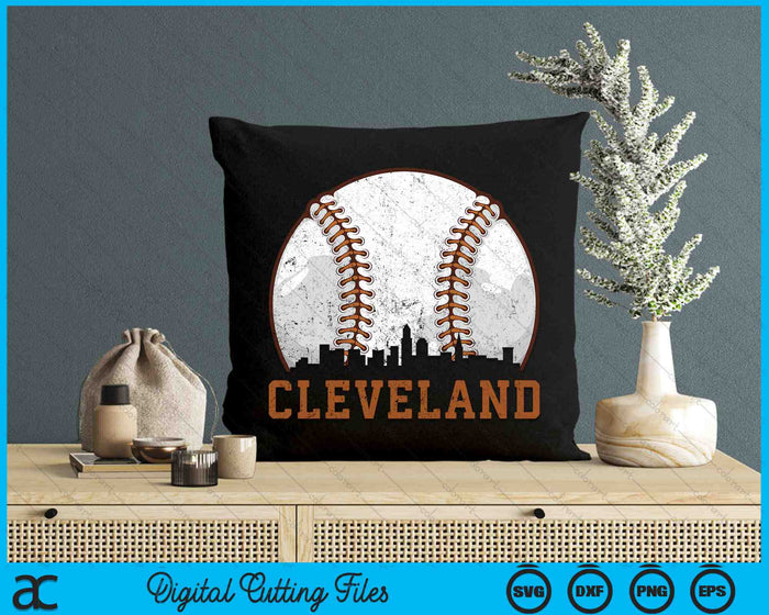 Vintage Cleveland Cityscape Baseball SVG PNG Digital Printable Files