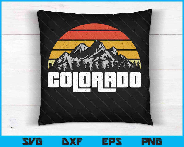 Vintage Colorado Montañas Estado Naturaleza Sol Retro SVG PNG Cortar archivos imprimibles