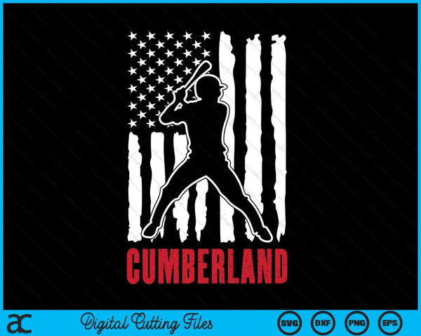 Vintage Cumberland American Flag Distressed Baseball SVG PNG Digital Cutting Files