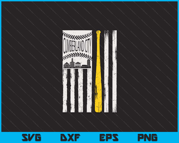 Vintage Cumberland City honkbal vlag patriottische honkbal SVG PNG digitale snijden bestanden 