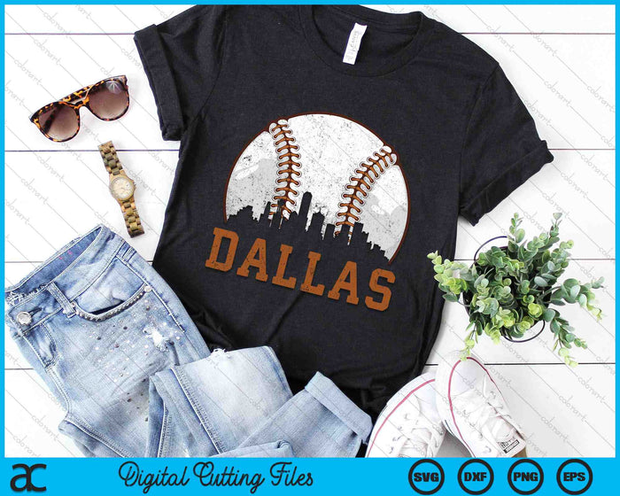 Vintage Dallas Cityscape Baseball SVG PNG Digital Printable Files