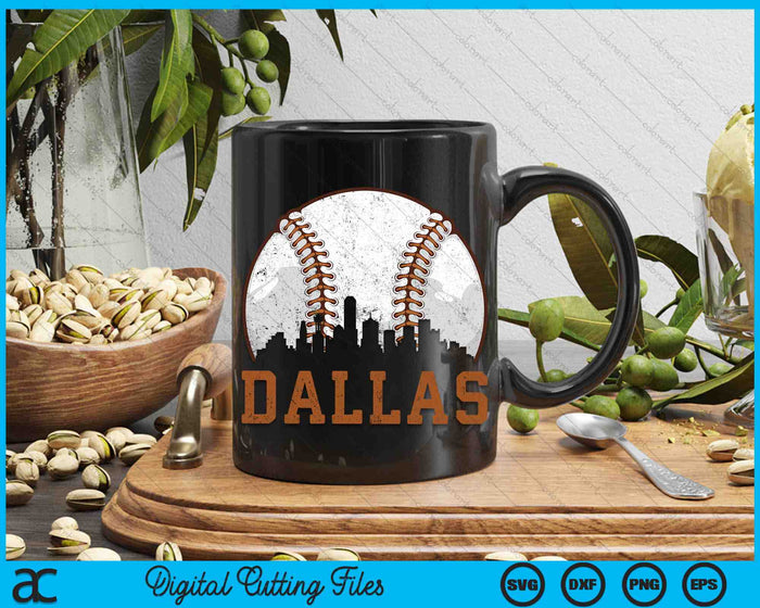 Vintage Dallas Cityscape Baseball SVG PNG Digital Printable Files