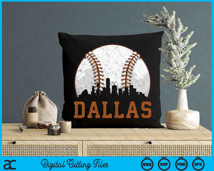 Vintage Dallas Cityscape Baseball SVG PNG Digital Printable Files