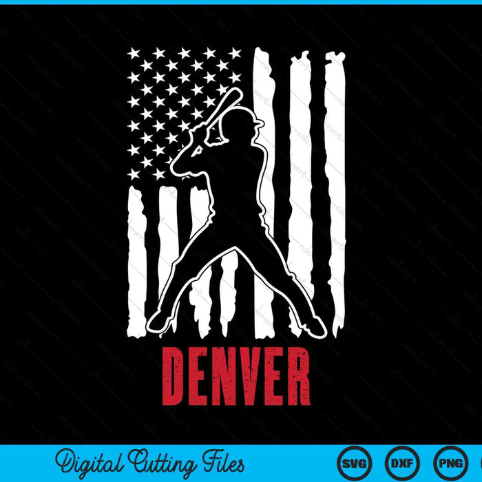 Vintage Denver American flag distressed baseball SVG PNG cut file for Cricut