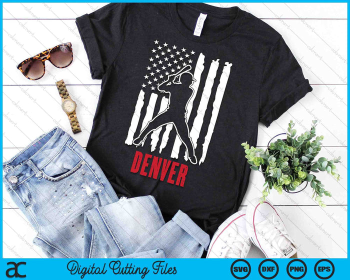 Vintage Denver American Flag Distressed Baseball SVG PNG Digital Cutting Files