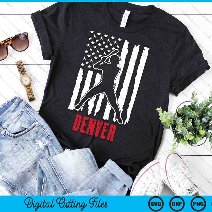 Vintage Denver American Flag Distressed Baseball SVG PNG Digital Cutting Files