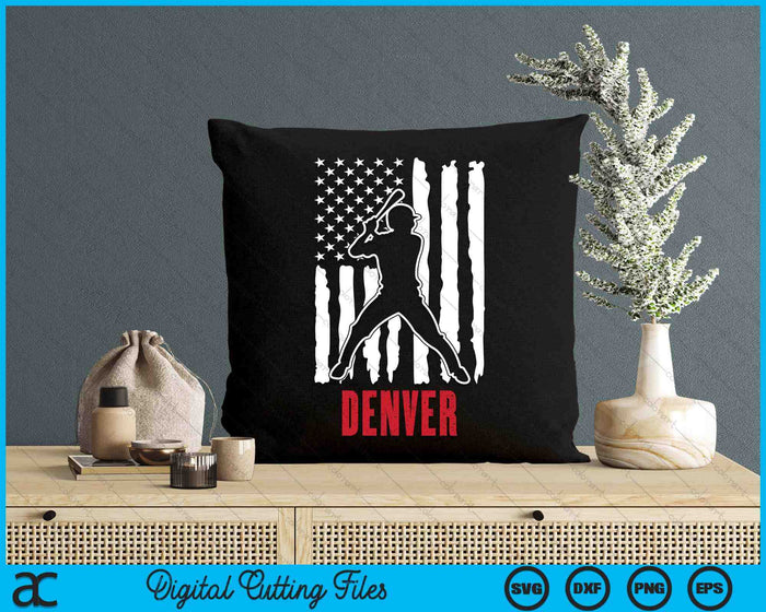 Vintage Denver American Flag Distressed Baseball SVG PNG Digital Cutting Files